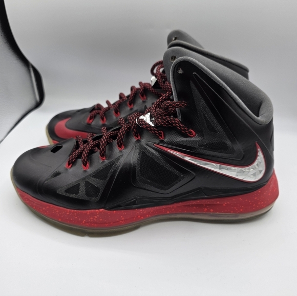 Nike LeBron 10 X 10+ Pressure Black Red Sport Size 12 Sneakers    Basketball Men main image 9